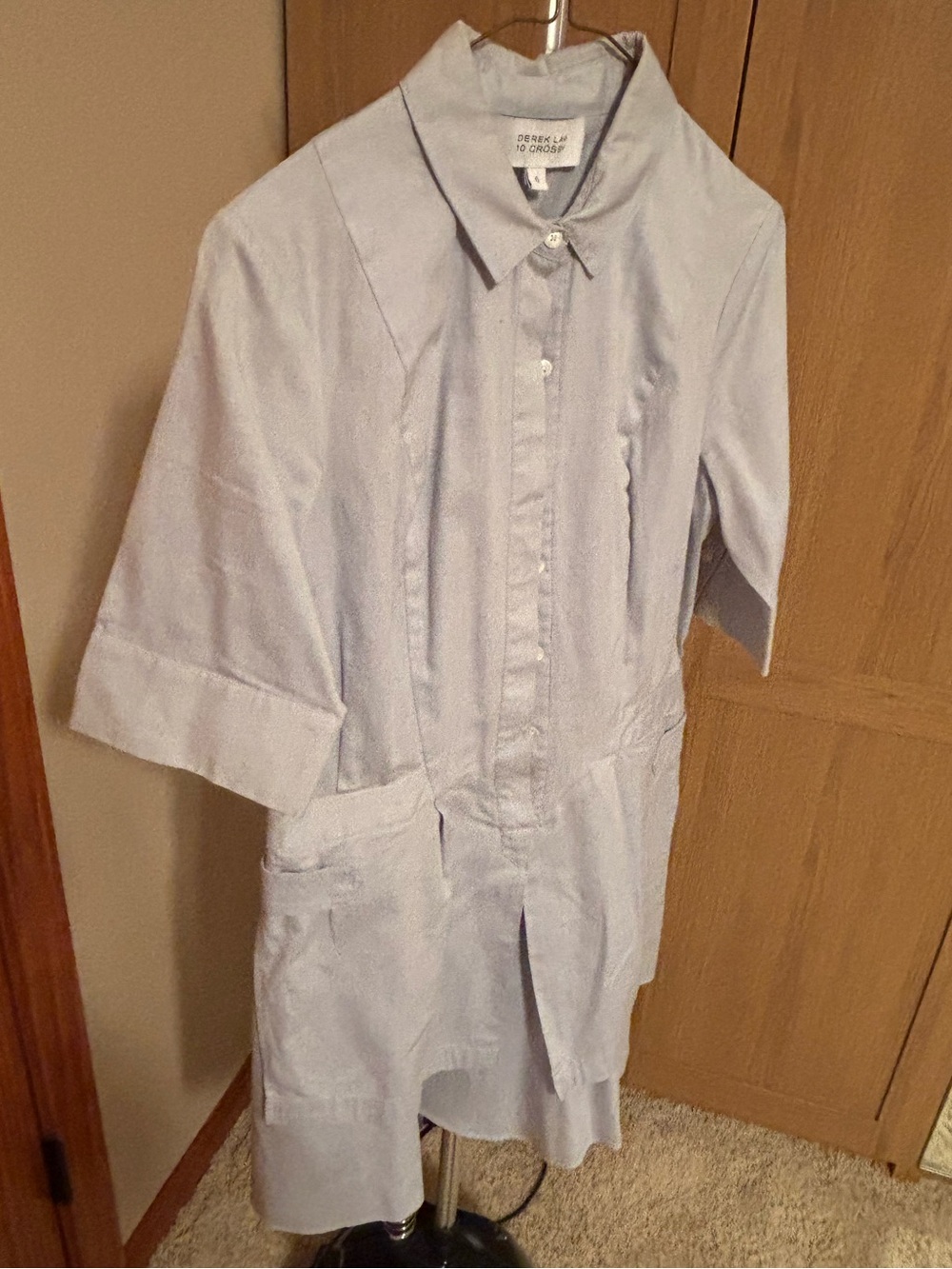 Vintage Derek Lam 10 Crosby Light Blue Button-Front Shirt Dress